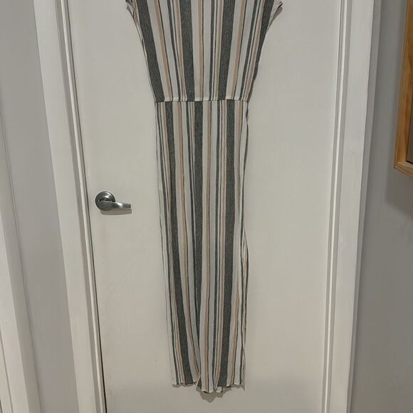 LULU'S  white pink black vertical stripe maxi dress twist front swim coverup S - Picture 9 of 10